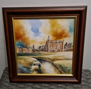 Framed Phildale  Ceramic Artwork  St Andrews Scotland Golf Signed P WORSDALE - Picture 1 of 12