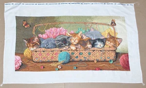 Dimensions Gold "Kitty Litter" Cats in Sewing Basket FINISHED Cross Stitch - Picture 1 of 2