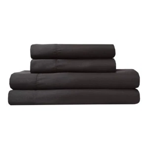 NWT's Elite Home Products Silky Luxurious Woven Satin 3-Piece Sheet- Black - Picture 1 of 3