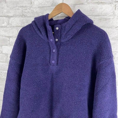 Outdoor Voices Mega Fleece Hoodie Womens Size XL Purple Pullover Snap Wool Blend - Image 1 of 4
