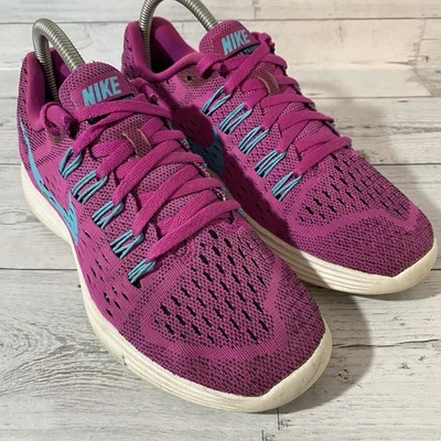 Nike Lunar Entrenador Zapatos Mujer 8 Rosa Flyknit Ligero Correr 705462-500 Foto 1 de 4