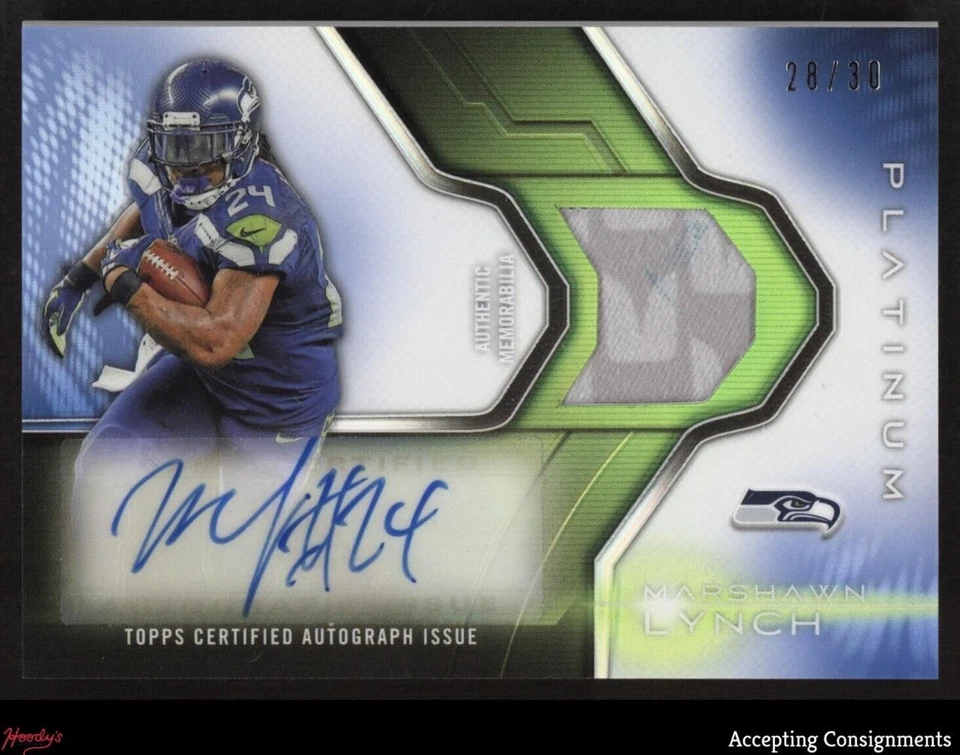 2014 Topps Platinum Autographs Refractor Marshawn Lynch PATCH AUTO 28/30 - Image 1 of 2