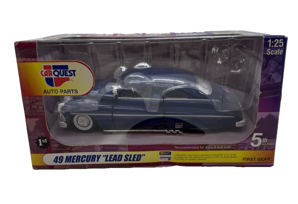 First Gear 49 Mercury “Lead Sled” Blue 1:25 Car Quest Die Cast Metal Street Rod - Image 1 of 4