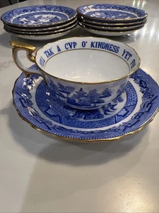 Blue Willow seltene Spode Tiffany NY Tasse/Untertasse TOP - Bild 1 von 8