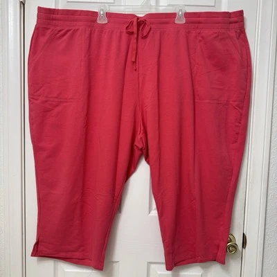 St. John’s Bay Women French Terry Vermillion Red Pull On Capri Pant Plus Size 5X - Image 1 of 4