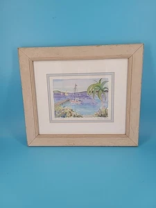 Original Sarah Malin Quiet Cove Watercolor One Of A Kind Signed Framed Matted - Picture 1 of 7