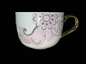 2018 Barbie Kaffee Latte Porzellan Becher 16 Unzen Goldgriff Rosa Pinache Paisley - Bild 1 von 6