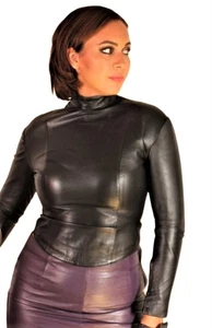 Ledertop super soft Echtleder mit Stehkragen in schwarz - Bild 1 von 11