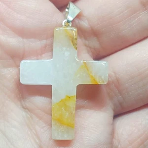 Goldheiler Quarz Kreuz Anhänger Naturquarz Kreuz Halskette Kristall Kreuz - Bild 1 von 5