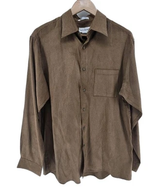 Рубашка Alfani замшевая с длинным рукавом на пуговицах размер средний бежевый мужская - Изображение 1 из 3