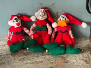 3 Warner Bros Bugs Bunny + Filz Weihnachtsschmuck Poseable Looney Tunes Vintage 1995 - Bild 1 von 10