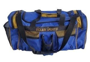 Sac de voyage vintage Eclair Sportif maille bleu jaune grande taille bandoulière - Photo 1/10