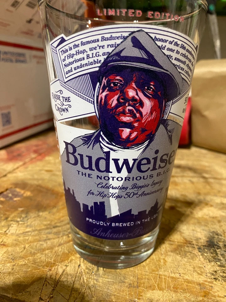 Budweiser Notorious B.I.G. Biggie Smalls Beer Glass- Limited Edition 1 FULL CASE - Image 1 of 4