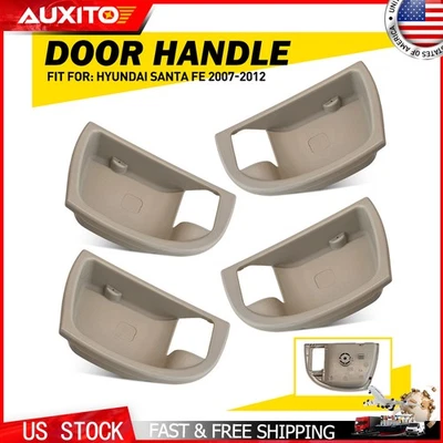 4 peças tampa interna de acabamento de maçaneta de porta bege para Hyundai Santa Fe 2007-2012 - Imagem 1 de 4