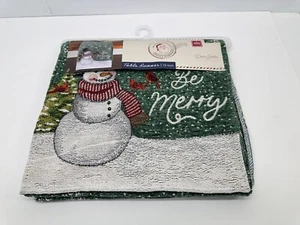 72" inch Winter Wonder Lane Holiday Table Runner " BE MERRY" Snowman - Picture 1 of 2