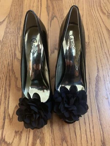 Carlos Santana Cupcake Black Patent Leather Open Toe Women's Heels Size 7.5 - Picture 1 of 10