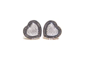 Pendientes de tachuelas de diamantes blancos en forma de corazón de 0,50 quilates de oro rosa de 10 K para dama - Imagen 1 de 5
