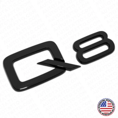 Audi Q8 Gloss Black Rear Letter Liftgate Nameplate Trunk Emblem Badge Sport - Image 1 of 4