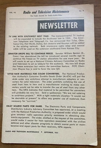 Radio And Television Maintenance Trade Journal For R-Audio-Video September 1951 - Picture 1 of 1