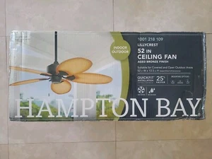 52" Outdoor Tropical Ceiling Fan Hampton Bay Lillycrest Indoor/Outdoor NEW - Picture 1 of 7