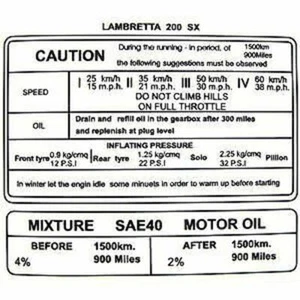 Lambretta running in sticker SX200 - Picture 1 of 1