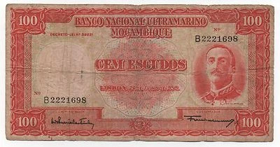 PORTUGAL MOZAMBIQUE 100 ESCUDOS 1958 PICK 107 LOOK SCANS - Image 1 of 2