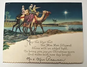 Biglietto di Natale vittoriano vintage - Tre saggi e stella di Betlemme - Foto 1 di 2