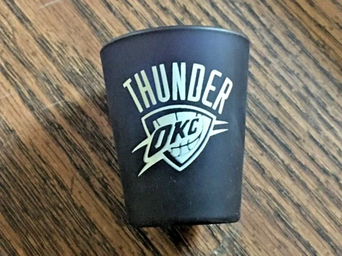 Oklahoma City Thunder OKC NBA Ceramic Bar 2oz Shot Glass NEW  Free Shipping Cover