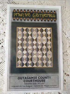 Primitive Gatherings "Outagamie County Courthouse" Quilt Pattern 74x82” - Image 1 of 3
