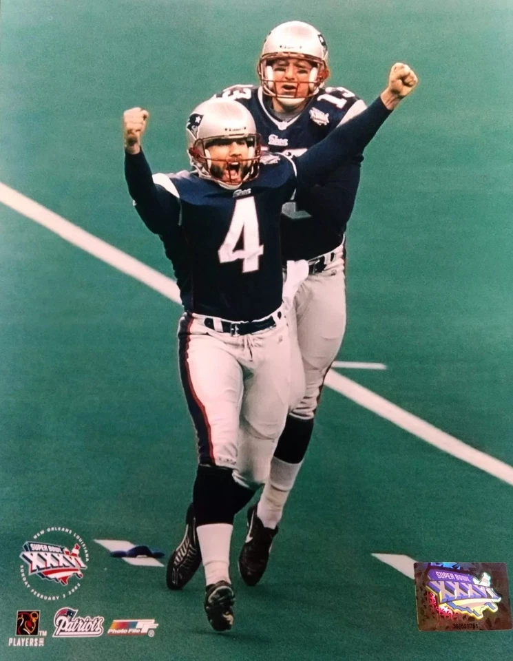 FOTO 8X10 ADAM VINATERI Winning FieldGoal SUPER BOWL XXXVI New England Patriots Foto 1 de 1