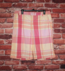 La Cabana Caribbean Joe Womens Bermuda Shorts Size 14 Pink/Orange/Yellow Plaid - Picture 1 of 3