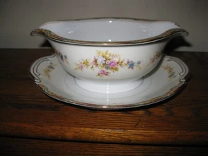 NATIONAL CHINA DIANNE DIANE SAUCIERE MIT UNTERTELLER JAPAN Floral GOLD NEUWERTIG - Bild 1 von 10