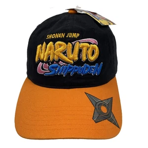 Shonen Jump Naruto Shippuden strapback hat Embroidered Orange Blk cap Ninja Star - Picture 1 of 9