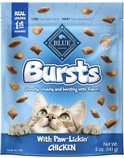 Blue Buffalo Bursts Crunchy Cat Treats, Chicken 5-oz Bag  Free Shipping