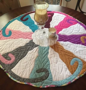 Feline Drive Fabric CAT TAILS Table Topper Tree Skirt 2 Sizes PATTERN ONLY! - Picture 1 of 8