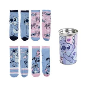 CALZINI STITCH E ANGEL DISNEY IN MISTO COTONE 4 PAIA CON SALVADANAIO - 2308 - Foto 1 di 9