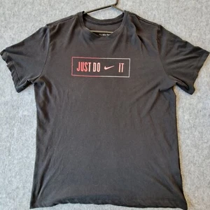 Nike Shirt Mens Large Black Red Swoosh Logo Spellout Just Do it Crew Neck Tee - Picture 1 of 10