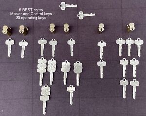 BEST SFIC A-Keyway 6 pin cores master&control keys, 30 keys, locksmith locksport