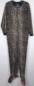 Nick & Nora women XL Leopard Animal Print Footie Pajamas Cheetah One Piece Zip - Picture 1 of 8