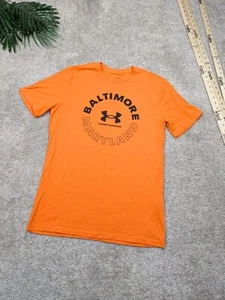 Under Armour Heatgear Baltimore Maryland Mens Medium Orange Loose Crew Orioles - Picture 1 of 6