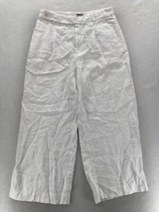 Madewell Harlow Wide Leg Pants Women's 14 White Linen High Rise Pleated Preppy - Picture 1 of 15