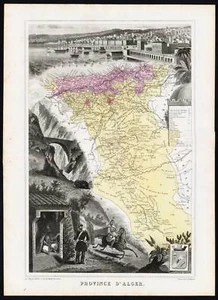 Antique Map-FRENCH AFRICA-ALGERIA-ALGIERS-PROVINCE-FRANCE-Vuillemin-Migeon-1878 - Picture 1 of 1