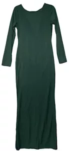 geripptes Hunter grünes Maxikleid rückenlos Damen Gr. Med Langarm - Bild 1 von 6