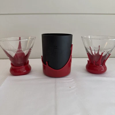 Makers Mark Bourbon Rocks Glasses Red Wax Drip Black Set Of 3 - Image 1 of 4