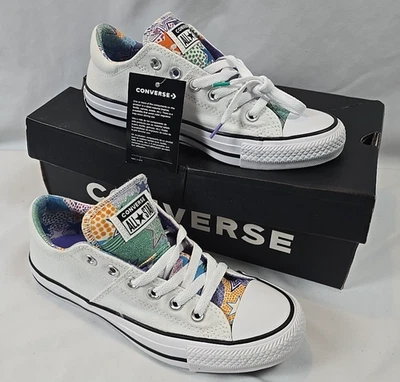 CTAS Women's Converse Madison White Star Tongue Pattern Purple Insole Sz 7.5 - Image 1 of 4
