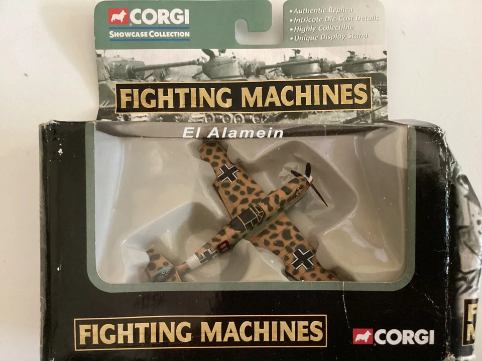 CORGI FIGHTING MACHINES ME 109 El Alamein,1/72 -CARTONE LATERALE NON PERFETTO - Immagine 1 di 1