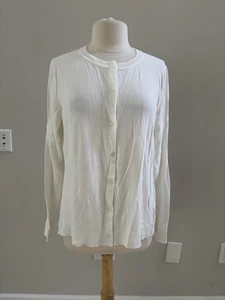 NWT STYLE CO WOMEN’S BUTTON-UP CARDIGAN SWEATER WINTER WHITE Long Sleeve Size L - Picture 1 of 5