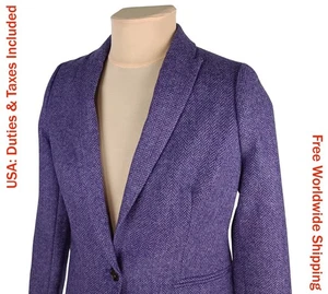 J.Crew Moon Damen lila Fischgrät Tweed Blazer Jacke Größe US 6 (S) - Bild 1 von 13