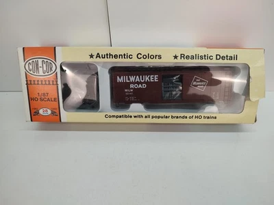 Vintage Con-Cor HO Scale 1/87 40' PS-1 Boxcar Milwaukee Road 30141 Train Car - Image 1 of 4