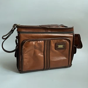 Vintage Land Leder Kameratasche Tasche Schultergurt Orange Braun Colombia Made - Bild 1 von 24